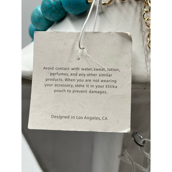 ETTIKA Chunky Beaded Turquoise 18k Gold Plated Heart Necklace New - Picture 10 of 13